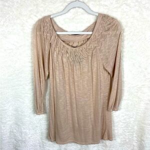 Casual Freedom NWT’s Beige Top Women's L 3/4 sleeves neutral minimalist feminine